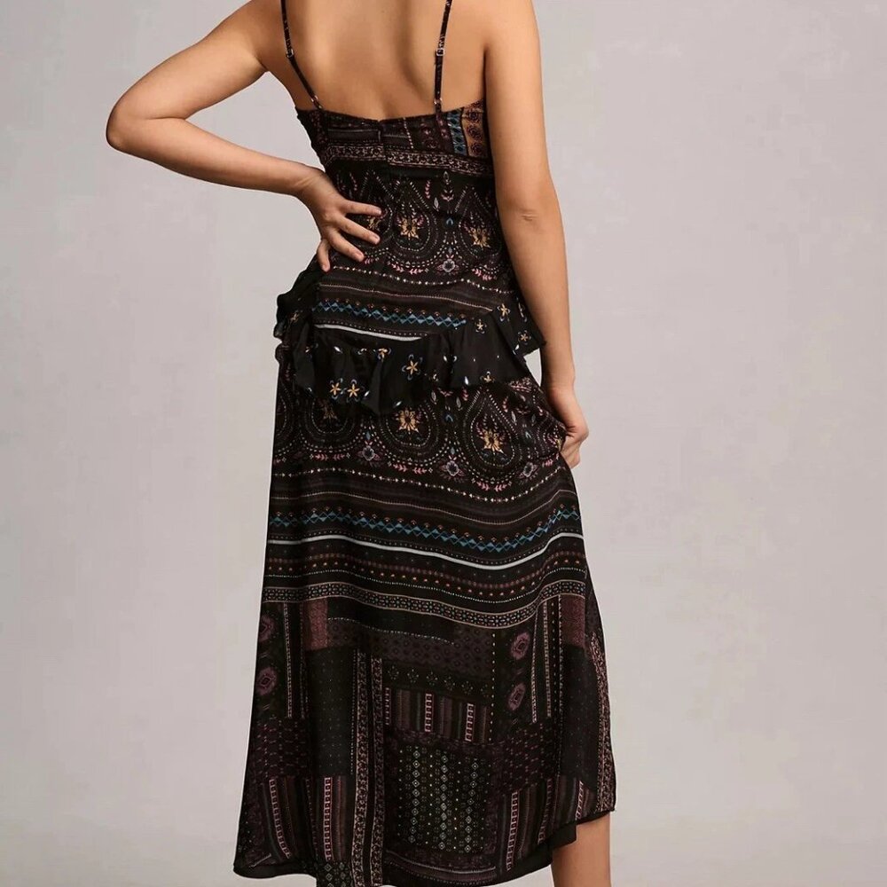 NWT Anthropologie Let Me Be Sheer Printed V-Neck Midi Dress Size M - Picture 2 of 5